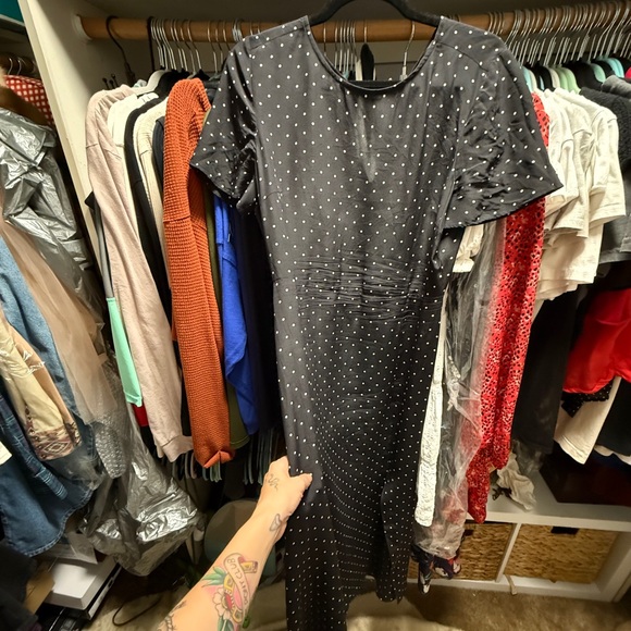 Black Polka Dot Midi Dress - Picture 3 of 5